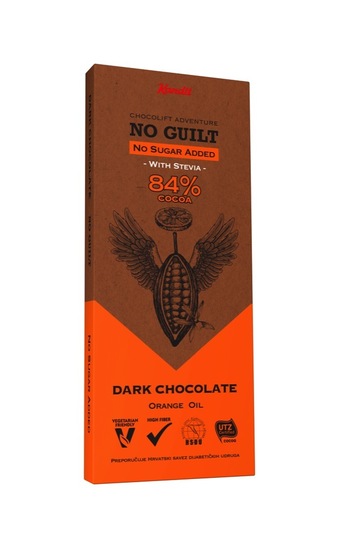 Temna čokolada s pomarančo, brez dodanega sladkorja, Kandit, 80 g