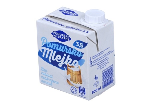 Trajno polnomastno mleko, 3,5 % m.m., Pomurske mlekarne, 0,5 l