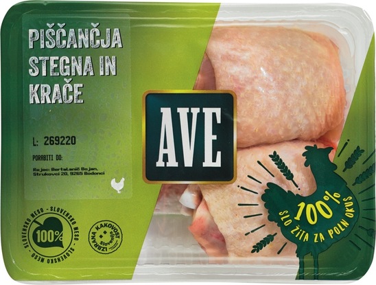 Piščančja stegna in krače IK brez GSO, Ave, 500 g