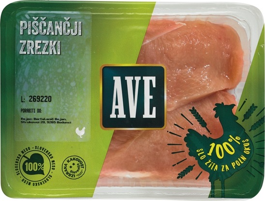 Piščančji zrezki IK, Ave, pakirano, 480 g