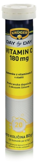 Šumeče tablete vitamin C z okusom limone s sladili, Kruger, 80 g