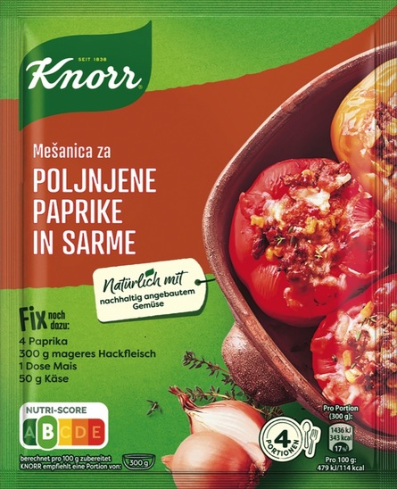 Mešanica začimb za polnjene paprike in sarme, Knorr Fix, 43 g