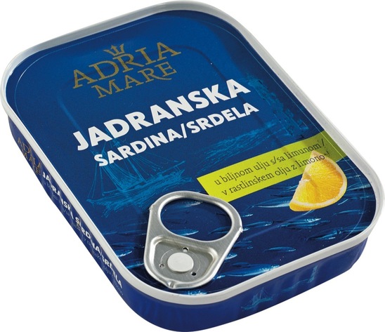 Sardine v rastlinskem olju z limono, Adria Mare, 105 g