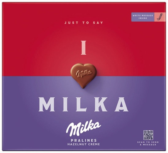 Bonboniera I love Milka, lešnikova krema, Milka, 110 g