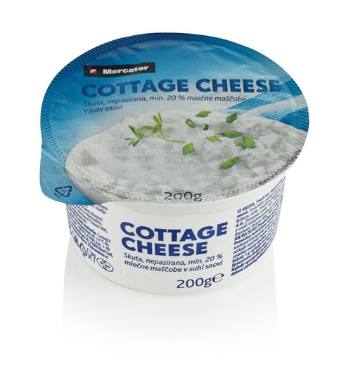 Zrnati sir Cottage Cheese, Mercator, 200 g