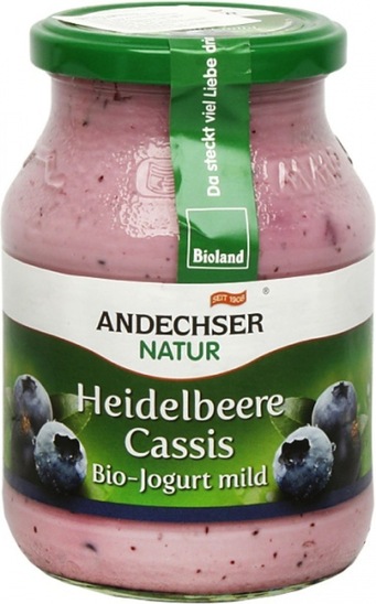 Bio sadni jogurt Mild, borovnica in ribez, 3,7 % m.m., Andechser, 500 g