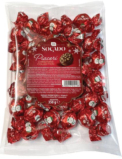 Čokoladne praline, polnjene, Christmas bag, Socado, 350 g