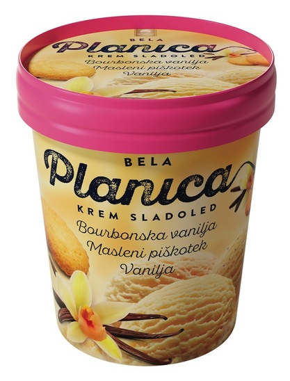 Sladoled v lončku, bourbonska vanilija in maslen piškotek, Planica, 400 ml