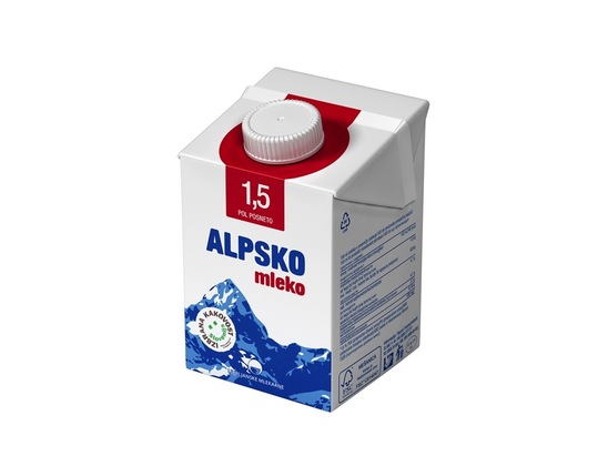 Trajno pol posneto Alpsko mleko, 1,5 % m.m., Ljubljanske mlekarne, 0,5 l