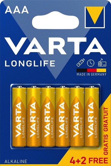 Baterijski vložek Varta, Longlife AAA, 4 + 2 gratis