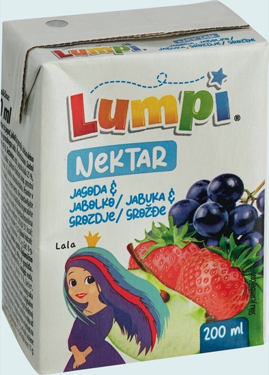 Nektar, jagoda, jabolko in grozdje, Lumpi, 0,2 l