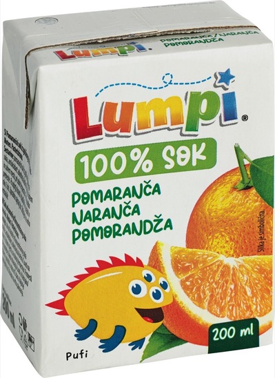 Sok, 100% pomaranča, Lumpi, 200 ml
