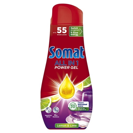 Detergent za strojno pomivanje posode, Gel, Lemon, Somat, 55 pranj