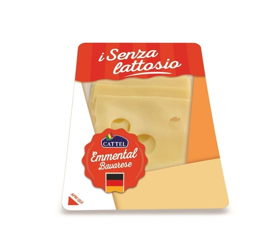 Bavarski sir emental, brez laktoze, v rezinah, Cattel, 150 g
