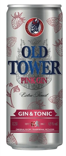 Alkoholni napitek, Pink Gin & Tonic, Old Tower, 4,9 % alkohola, 0,25 l