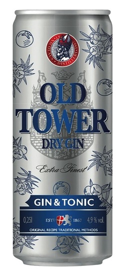 Alkoholni napitek, Dry Gin & Tonic, Old Tower, 4,9 % alkohola, 0,25 l