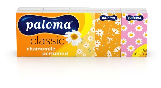 Papirnati robčki Paloma classic, chamomile, 3 slojni, 10 x 10