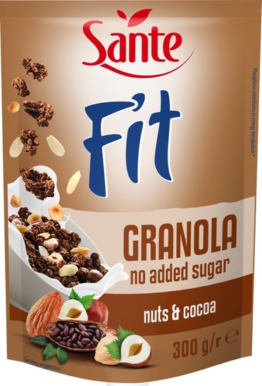 Kosmiči granola, oreščki in kakav, brez dodanega sladkorja, Sante Fit, 300 g
