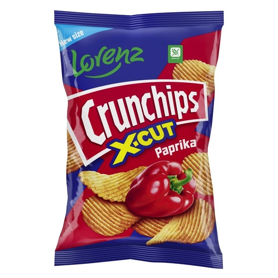 Čips s papriko, Crunchips X-cut, 130 g