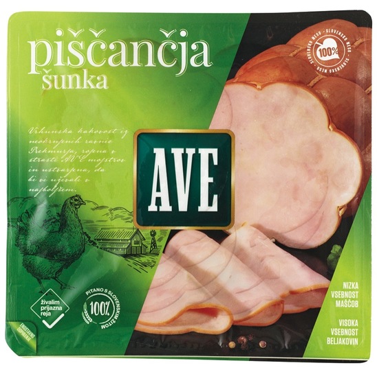 Narezek piščančja šunka, Ave, pakirano, 100 g