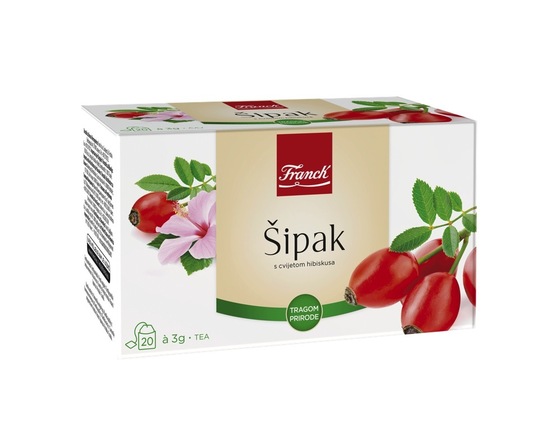 Zeliščni čaj, šipek in hibiskus, Franck, 20 vrečk, 60 g