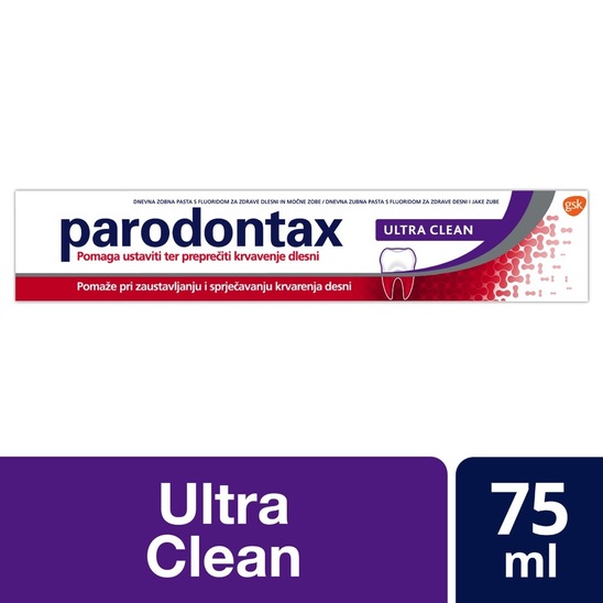 Dnevna zobna pasta Ultra Clean za nego krvavečih dlesni, s fluoridom, Parodontax, 75ml
