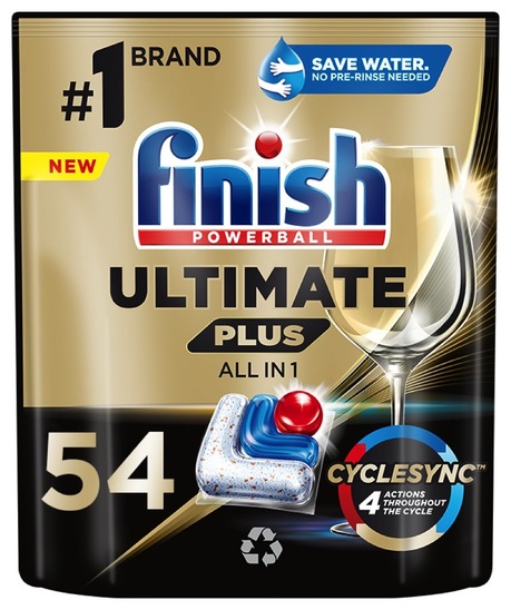 Detergent za strojno pomivanje posode Ultimate Plus, All in 1 Regular, Finish, 54/1
