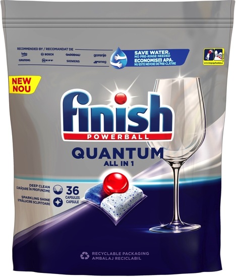 Detergent za strojno pomivanje posode, Quantum All in 1, Finish, 36/1