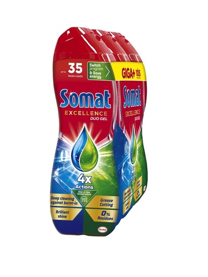 Detergent za strojno pomivanje posode, Gel, Somat Excellence, 3 x 630 ml