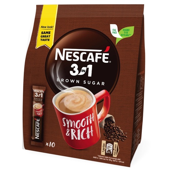 Kava rjavi sladkor 3v1, Nescafe, 165 g, 10/1