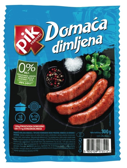 Domača dimljena klobasa, Pik, pakirano, 300 g