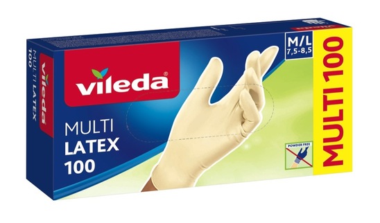 Rokavice latex multi, Vileda, velikost m/v, 100/1