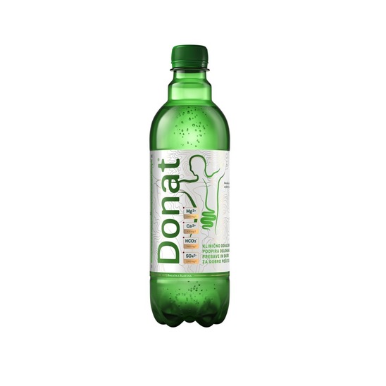 Naravna mineralna voda, Donat, 100% reciklirana plastenka, 0,5 l