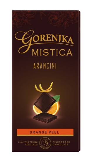 Temna čokolada Mistica z arancini 70 % , Gorenjka, 100 g