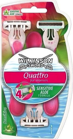 Ženski brivnik Quattro Beauty Sensitive, Wilkinson, 3 kosi