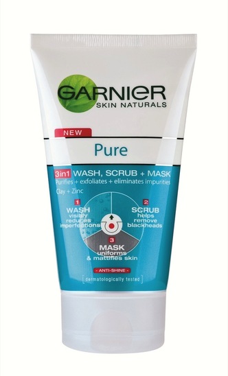 Gel za čiščenje obraza Garnier Pure 3v1, 150 ml