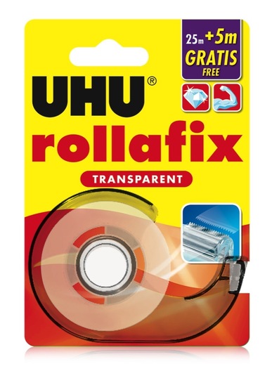 Lepilni trak Rollafix transparent, Uhu, 25 m + 5 m gratis
