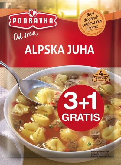 Alpska juha, Podravka, 64 g, 3+1 gratis