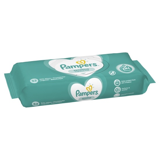 Robčki Sensitive, Pampers, 52 kos