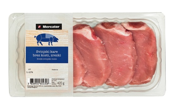 Svinjski kare brez kosti, Mercator, pakirano, 480 g