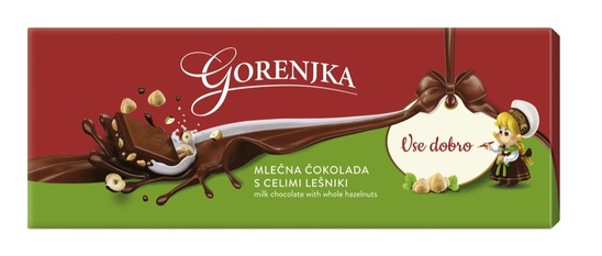 Čokolada s celimi lešniki, Gorenjka, 1 kg