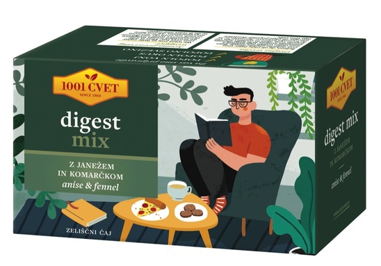 Zeliščni čaj, digest mix, 1001 Cvet, 20 vrečk, 40 g