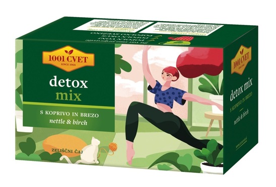 Zeliščni čaj, detox mix, 1001 Cvet, 20 vrečk, 30 g