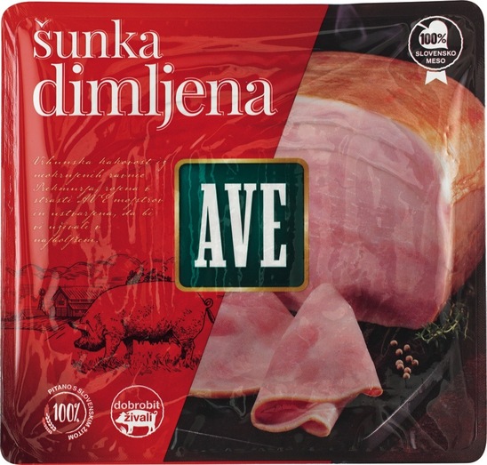 Narezek šunka Dimljena, Ave, pakiran, 100 g, Panvita Mir