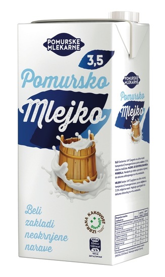 Trajno polnomastno Pomursko mleko, 3,5 % m.m., Pomurske mlekarne, 1 l