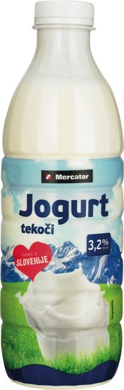 Tekoči jogurt, 3,2 % m.m., Mercator, 1000 g