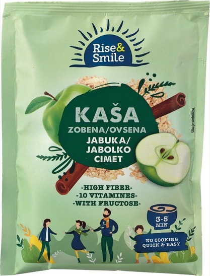 Ovsena kaša z jabolkom in cimetom, Rise & Smile, 65 g