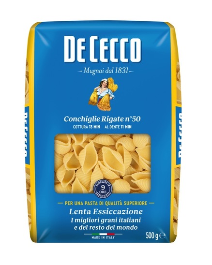 Testenine Conchiglie Rigate, De Cecco, 500 g