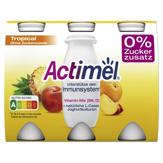 Jogurtov napitek, tropsko sadje brez dodanega sladkorja, Actimel, 6 x 100 g