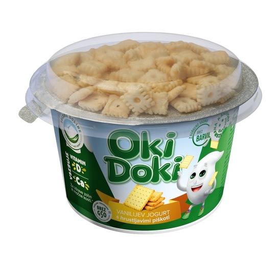 Vanilijev jogurt z maslenimi piškoti Oki Doki, Zelene Doline, 150 g